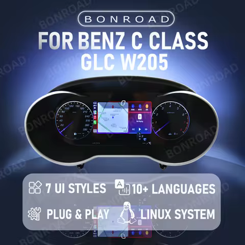 BONROAD 12.3‘’ Digital Dashboard CarPlay Android auto Panel Cluster For Benz C CLASS GLC W205 Speedo