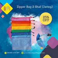 A4 Size Zipper Folder 2 Shaf Mesh Zipper Bag Matte Color A+Z Brand Non-Transparent/