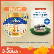 (Bundle of 6) Friso Gold 3 Growing Up Milk with 2'-FL 900g for Toddler 1+ years Milk Powder