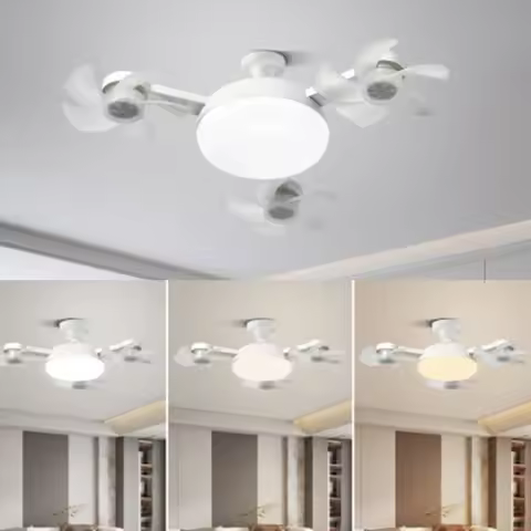 E27 LED Ceiling Fan Light with Remote Control Dimmer Function 50 60W Ceiling Light Drone Shaped Fan