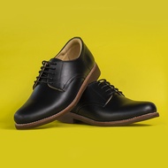 StepPro รองเท้าหนังแท้ ลำลอง คัชชู ผู้ชาย หุ้มส้น แบบผูกเชือก หนังออยล์ สีดำ Derby Shoes Code 911