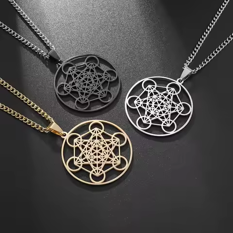 Flower of Life Chakra Spirituality Stainless Steel Necklace Archangel Sacred Geometry Metatron Neckl