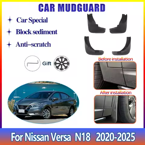 For Nissan Versa 2020-2025 Almera Sunny N18 Car Mudguard Flares Splash Guards Wheel Protector Anti S