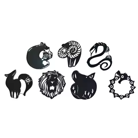 7pcs Anime The Seven Deadly Sins Brooches Set Meliodas Elizabeth Liones Cartoon Badges Pins Backpack