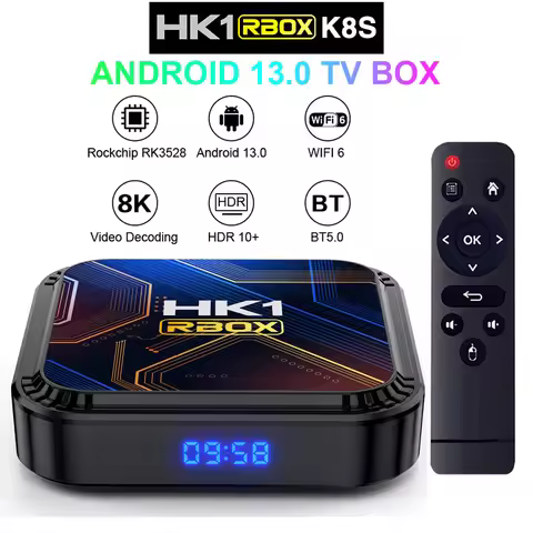 HK1 RBOX K8S Smart TV Box Rockchip RK3528 4G 32G 64G 8K 4K Android 13 Google Voice Media Player BT 5