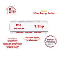 Sharp 1.5hp Non Inverter Aircond AHA12WCD & AUA12WCD Sharp R32 1.5hp eco Non Inverter Aircond R32 Ai