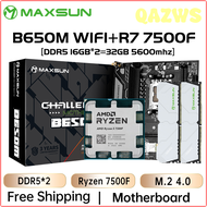 QAZWS MAXSUN B650M WiFi ชุดเมนบอร์ดพร้อม CPU AMD Ryzen 5 7500F AM5 DDR5 16GB * 2 5600Mhz เมนบอร์ดคอม