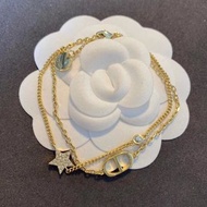 Dior CD雙鏈星星 手鏈 女款 金色200(貨號：w2soun)