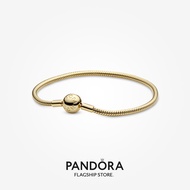 Pandora Moments 14k Gold Plated Smooth Snake Chain Bracelet