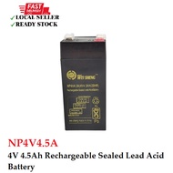 WEI SHENG 4V 4.5Ah Rechargeable Sealed Lead Acid Battery - NP4V4.5A