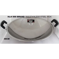 32cm~42cm [HLH 555 BRAND] Double Handle 18/8 STAINLESS STEEL WOK + FREE GIFT 双耳不锈钢鼎 KUALI KELULI TAH