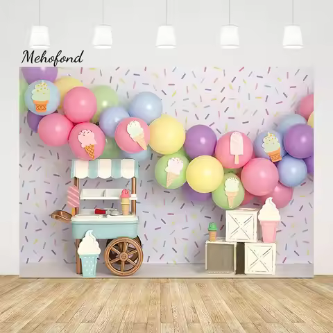 Mehofond Color Balloon Photography Backdrops Ice Cream Confetti Photoshoot Background Newborn Baby S