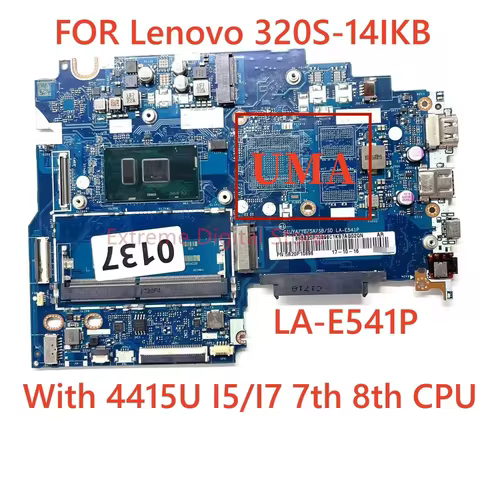 5B20P10898 FOR Lenovo 320S-14IKB laptop motherboard LA-E541P With 4415U I3/I5/I7 7th 8th CPU GPU: 94