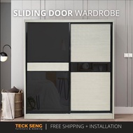 (FREE Shipping & FREE Installation) TECK SENG 8 Feet Sliding Doors Wardrobe / Anti-Jump / 2 Sliding 