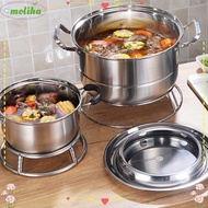 MOLIHA Pot Storage Rack, Rotundity Bilayer Cauldron,  Stainless Steel Bold Wok Stand Kitchen