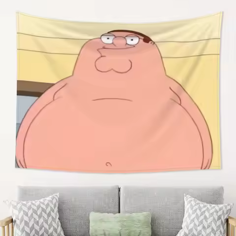 Peter Griffin Cartoon Character Tapestry Wall Hanging Lightweight Home Decor for Bedroom Living Room