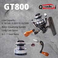 Qunhai GT 800A Mini Reel Aluminum Spool Ratio 5.1:1 Suitable for Ultralight Rivers Ponds Lakes Beach