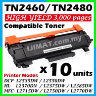 10x Toner TN-2460 TN2460 TN2480 TN-2480 Compatible With Brother HL-L2370DN HL-L2385DW DCP-L2550DW MF
