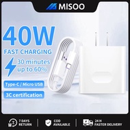 MISOO Fast Charging Huawei Original 40W Fast Charger Type USB Fast Charging Cable Huawei y9s y6 fit3