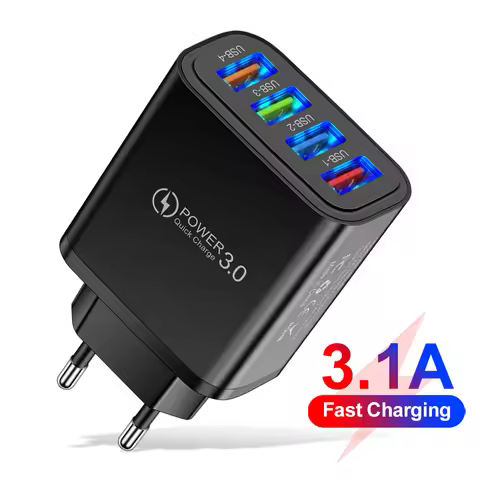 4 Port 5V 3A USB Fast Charger QC 3.0 Wall Adapter EU US UK Plug for iPhone Samsung Xiaomi Huawei Mob