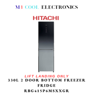 HITACHI 330L 2 DOOR FRIDGE RBG415P6MSXXGR BOTTOM FREEZER - 2 YEARS LOCAL WARRANTY