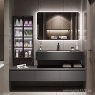 ❤Fast Delivery❤Light Luxury Hotel Style Stone Plate Whole Washbin Bathroom Cabinet Combination Bathroom Smart Layered Mirror Cabinet Wash Basin Combination