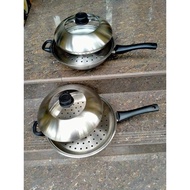 Golden stainless steel wok pan 30cm