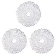 3 Replacement Mop Micro-Head Refill for 360° Spin Magic Mop-Microfiber Replacement Mop Head-Round Shape Standard Size (White-3 Pack)