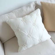 Cream Style Embroidered 30x50cm 45x45cm 50x50cm Pillow case Living Room Sofa Cushion Cover, Cream Wh