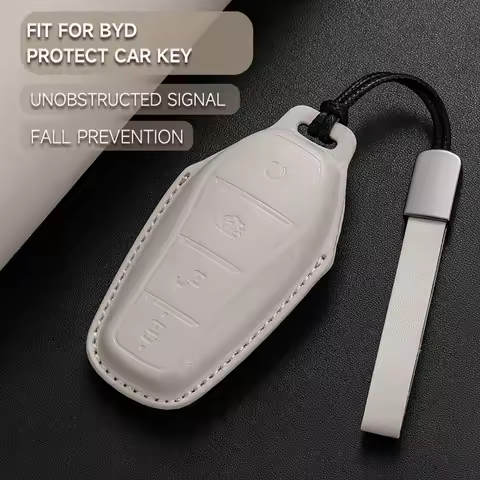 Leather Car Key Cover Case Protection Shell Keychain For BYD Tang EV600 Han EV Yuan ATTO 3 Song PLUS