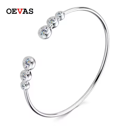 OEVAS 0.1-0.5CT D Color Moissanite Diamond Bracelet Bangles For Woman 100% 925 Sterling Silver Brida