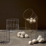 【Hübsch】－940618 黃銅色金屬線條收納籃-2件組 置物籃 整理箱