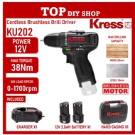KRESS KU202.1 12V 10mm Brushless Drill Cordless Driver Kit Hand Drill 2 Speed Screwdriver Power Dril