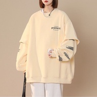 Fake Two-Piece Sweatshirt Spring Autumn oversize Plus Size Fat mm2-300 Top Loose Street Wear Slimmer