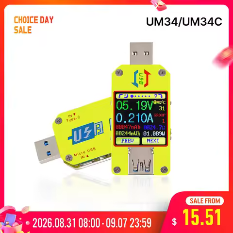 RD UM34 UM34C for APP USB 3.0 Type-C DC Voltmeter Ammeter Voltage Current Meter Battery Charge Measu