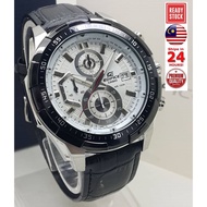 Edifice EFR 539 Black Leather White Face Jam Tangan Lelaki mens watch chronograph