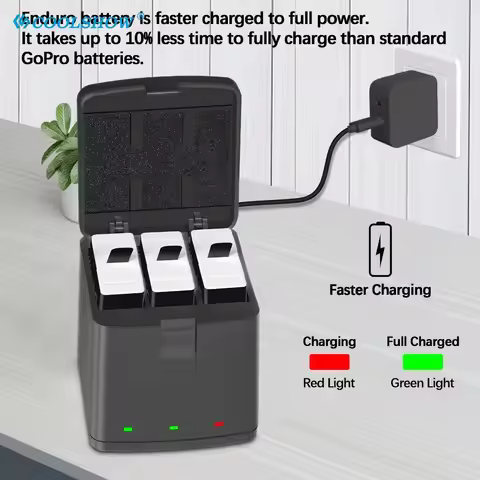 Enduro Battery For Gopro Hero 12 Black Batteries Charger Accessories For Go pro Hero 11 / 9 / 10 + B