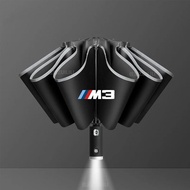 Car LED Automatic Folding Windproof Sunshade Umbrella For BMW M Power Performance M3 Logo E90 E92 E9