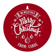 We Wish You a Merry Christmas Red Modern Stickers Personalized with Name