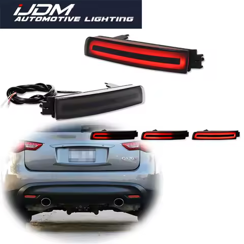 For Nissan Juke Murano Quest Sentra For Infiniti FX35 FX37 FX50 QX70 Red LED Rear Bumper Reflector T