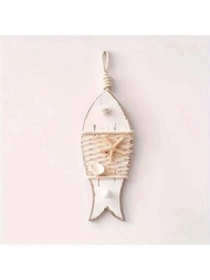 1入海洋懸掛裝飾實木雕刻家居裝飾-小魚貝殼裝飾吊飾
