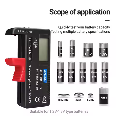 BT-168 Pro BT-168D BT-168 Digital Battery Tester LCD Display C D N AA AAA 9V 1.5V Button Cell Batter