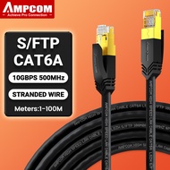 AMPCOM CAT6A Ethernet Cable 10Gbps RJ45 LAN Network Cable, 0.5-5M High Speed Gaming S/FTP UTP Patch 