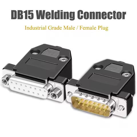 DB15 Welding Male Female Connector 2 Rows 15 Pin Soldering Plug Serial Port Connector Black DB 15Pin