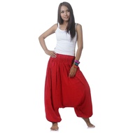 Plain Color Harem Pants Red Hmong