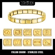 Gold Embossed Charm Italian Charm Bracelet, Italian Charm Bracelet Stainless Steel