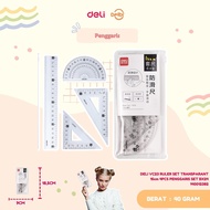 DELI RULER SET TRANSPARENT COMPLETE RULER