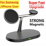3 In 1 Magnetic Wireless Charger Stand For iPhone Samsung S22 S21 Ultra Galaxy Watch 5 Active 2 Fast Charging Dock Station