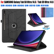 360° Rotating Tablet Case For SAMSUNG Galaxy Tab S8 Ultra 14.6 Tab S9 Ultra 14.6 2023 SM-X900 SM-X906 SM-X910 SM-X916B Fashion 3D Tree PU Leather Flip Stand Cover