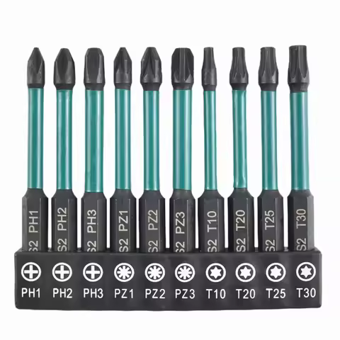 10PCS 70mm High Torque Screwdriver Bits Set PH/PZ/Trox for Electrician Circuit Breakers Industrial M